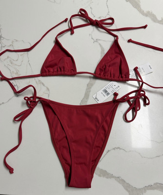 PacSun Red Triangle Bikini Set Adjustable Straps XS Two Piece Swimwear