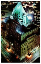 Vintage CN Hotel Vancouver Canada Night View Postcard Hilton CN Tower