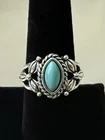 Vintage Style 925 Sterling Silver Turquoise Marquise Ring- Size 8