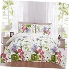 Floral Quilt Set Size Reversible Flower Bedspread Queen Full/Queen Purple