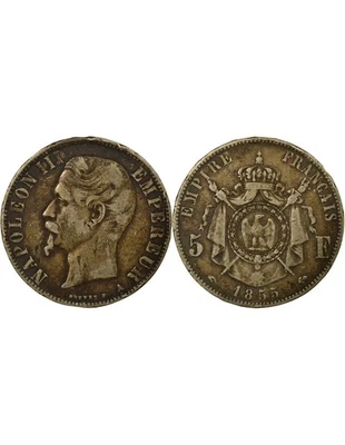 France Napoléon III - 5 Francs Argent, Tête nue - 1855 A Paris - Photo 1/3