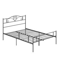 Bett 140 X 200 Cm Stahl Mit Lattenrost, Unterbettaufbewahrung, Kopf- Und FußTeil