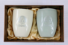 Vintage TAI-HWA Pottery Tea Cups Pair Lot of Made in TAIWAN