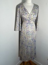 Mint Velvet midi tea Dress UK 14 VGC pattern print V-Neck A line floral summer