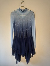 Ladies Adult Figure Skating Dress Blue Colors Size XL Assymetrical