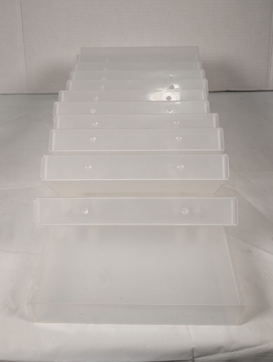 12 Clear Translucent Plastic VHS Tape Cases Storage Boxes Snap