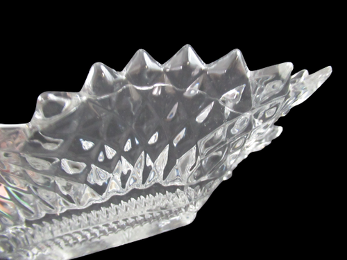 Vintage 6 " Carré Diamant Coupe Cristal Bonbon Plat - Verre Transparent - Photo 4 sur 5