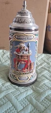 1992 BUDWEISER NORMAN ROCKWELL "SANTA'S MAILBAG" BEER STEIN, Germany, SP Gerz