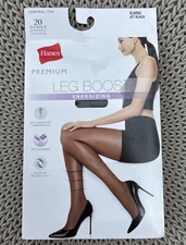 Jet Black XL Hanes Premium Leg Boost Energizing Pantyhose Control Top *NEW*