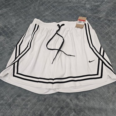 Nike Women Fly Crossover Basketball Shorts Size L White Black FQ4544-100 NEW