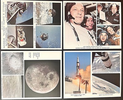 1968 1969 1975 NASA lunar moon Apollo 7,  8,  9, Suyoz  4 VTG prints all 8 x 10