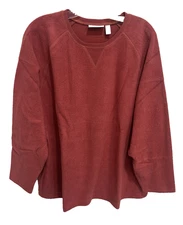 D&Co Long Sleeve Pullover Top Size 1X Fleece Classic Rose Denim & Co New