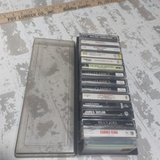 Black Cassette Tape Case With Clear Front Holds 15 Tapes Plus Various Tapes