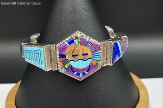 Alvin yellowhorse Sterling Silver Southwestern Bracelet W/ Gemstones