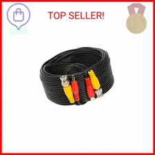 50FT Black BNC Video Power Extension Cable for CCTV Security Cameras