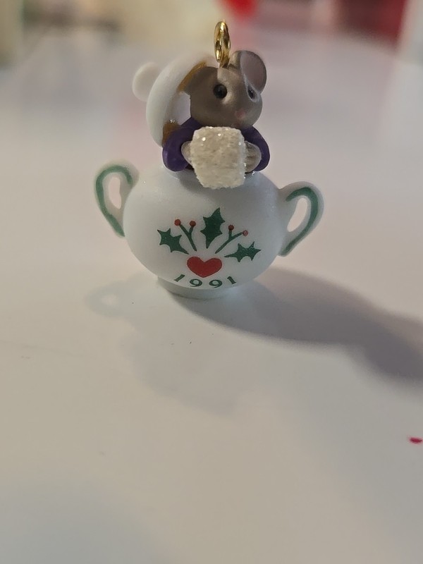 Hallmark Miniature Ornament 1991 Tiny Tea Party 1 out of a 6 piece