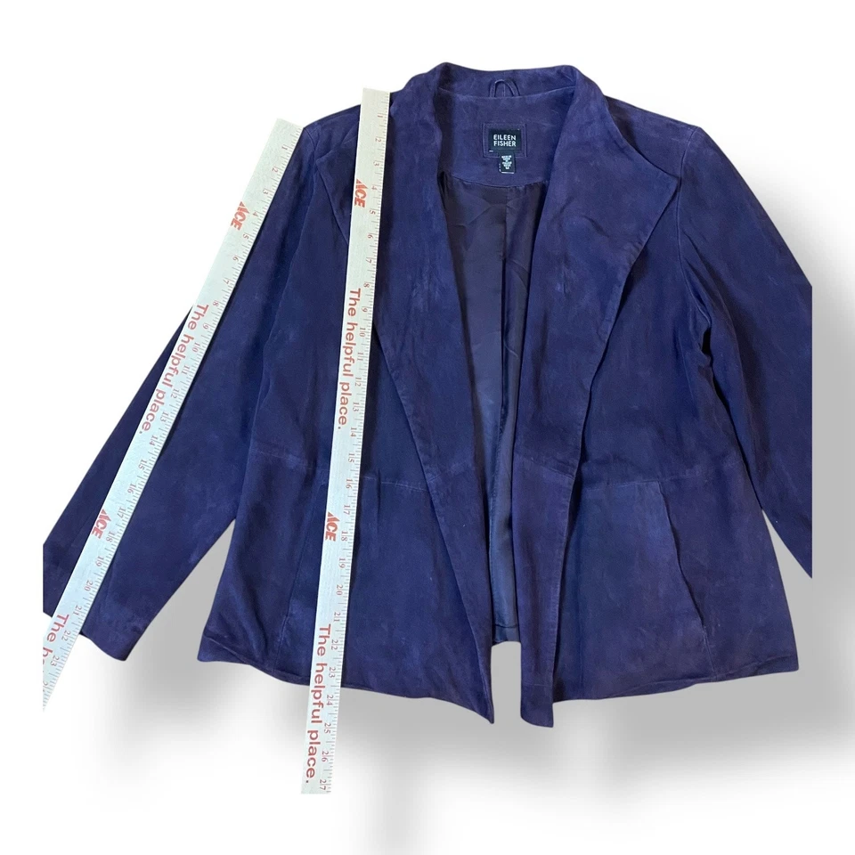 Chaqueta Blazer Eileen Fisher Púrpura Italiana Gamuza Frente Abierto Talla M Foto 4 de 4