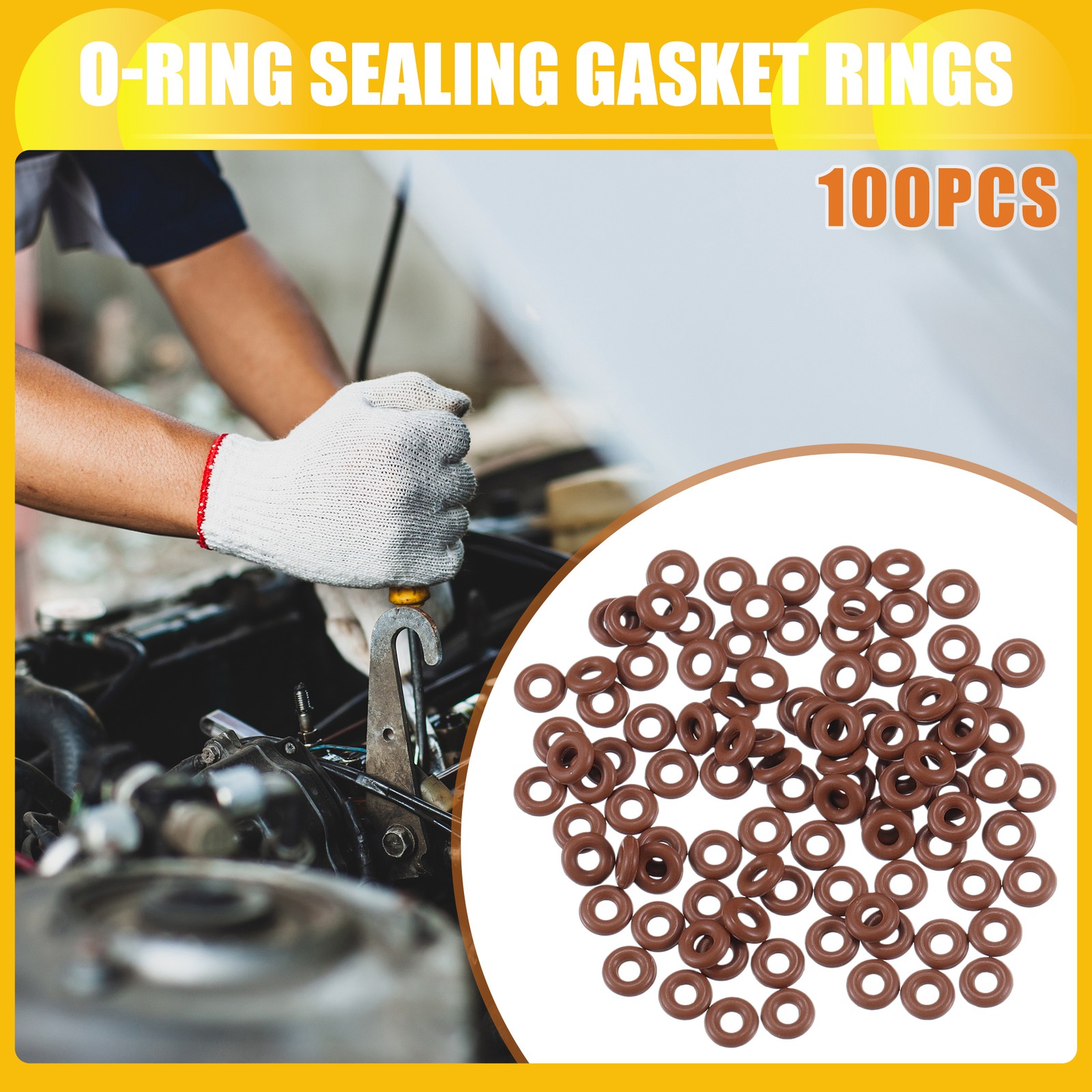 100X O-Ring-Dichtung, 2 Mm Id X 2 Mm Cs FüR Autos, Lastwagen Suvs AnhäNger Braun-image