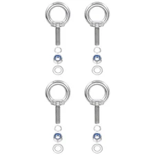 4Pcs M8 x 25mm 304 Stainless Steel Lifting Shoulder Eye Bolt with Nuts Washers