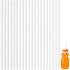 20 Pcs Honey Bear Sippy Cup Straws 8 Inch Long Silicone Reusable Clear Flexib...