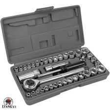 SAE & Metric 40-Piece Socket Set in Durable Blow-Molded Case - Versatile Tool