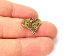4 Heart Dangle Dots Antique Bronze Plated Charms jewelry Accessories G24556