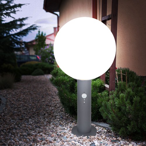 Stehleuchte Außenlampe Sockelleuchte Garten Bewegungsmelder Glas Kugel H 50 cm