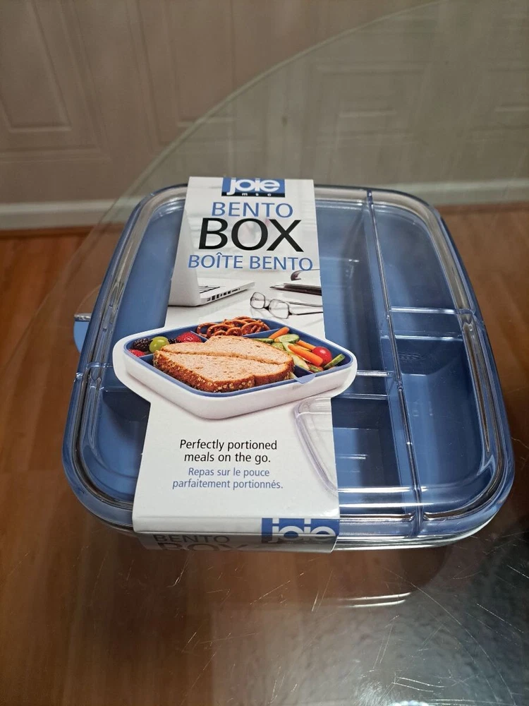 Joie Bento Box Perfectly Portion Meals On The Go Container Clear White / Blue Joie Bento Box Perfectly Portion Meals On The Go Container Clear White / Blue