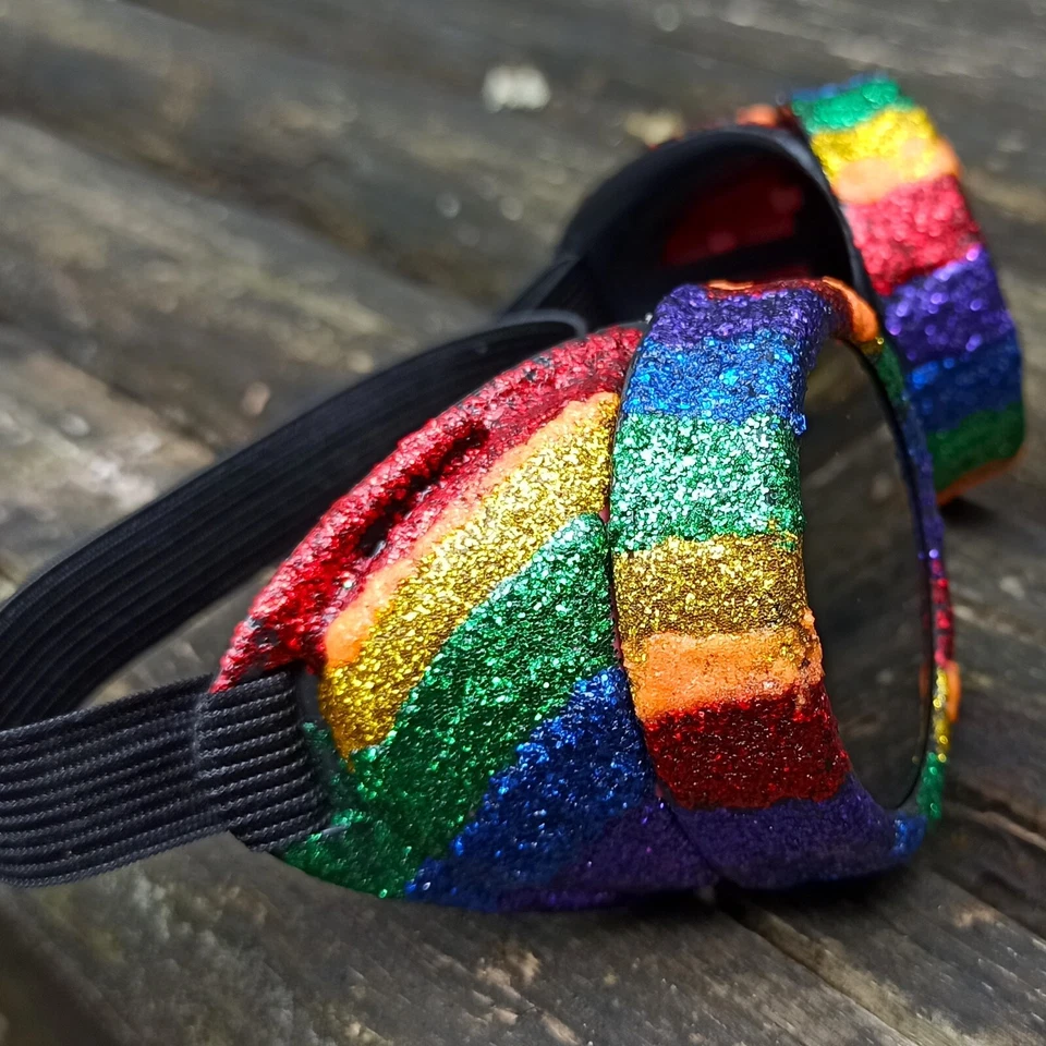Óculos Steampunk Glitter Óculos Arco-íris Óculos Steampunk Roupa Orgulho Cosplay - Imagem 2 de 4
