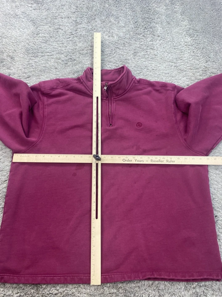 Aigle Jacket Mens 2XL Burgundy 1/4 Zip Mock Neck Elbow Patches Pullover Sweater - Image 4 of 4