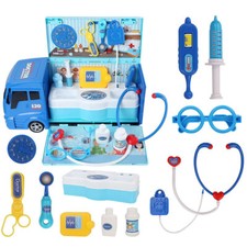 2- in-1 Kids Toddlers Carry Truck 21 PCS Doctor Medical Kit Pretend Play Toy Set