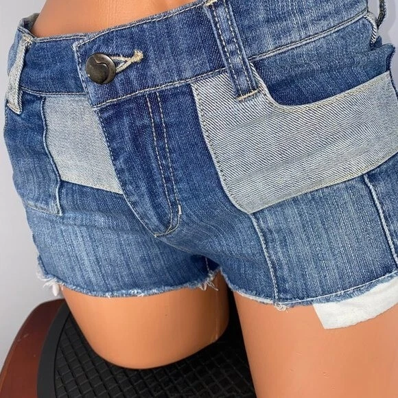 Joes Jeans Womens Jean Shorts Bohemian Patchwork Fringed Hem 24 - Image 2 of 4