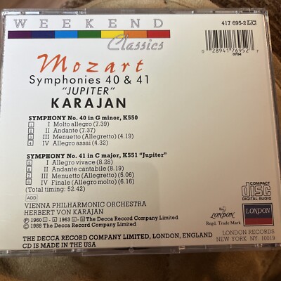 Various Artists : Mozart: Symphonies Nos. 40, & 41 - Jupiter (CD