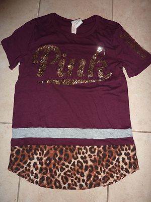 T-shirt Victoria's Secret PINK Bling Sequin Love Pink - Col Ras Du Cou, Manches Courtes, Neuf Avec étiquettes