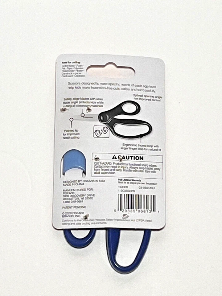 Fiskars Softgrip 5" Big Kids Scissors Blue New School Supplies Pointed Tip - Image 2 of 2