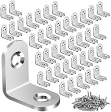 40pack L Bracket Corner Brace Sets Silver Stainless Steel 90 Degree Right Angle