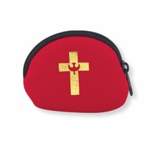 Red Rosary Case with Confirmation Symbol Gold Stamped