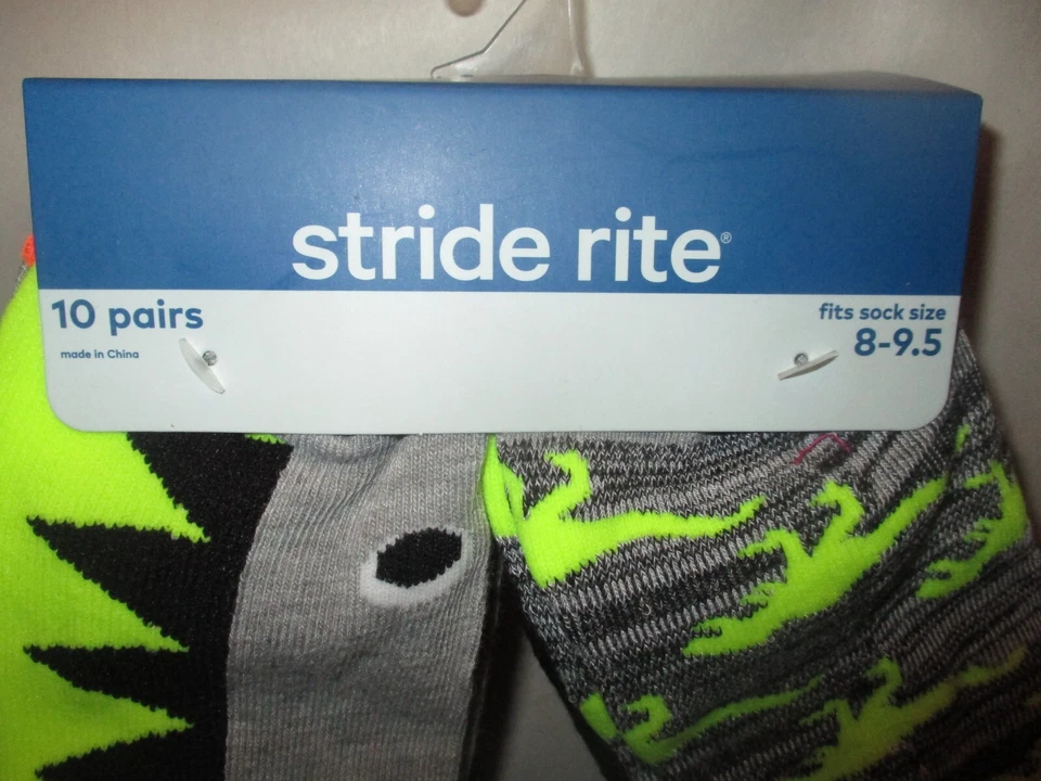 Nuevo Lote 10 Pares Stride Rite Niños 8-9.5 Multicolor Cojín Cómodo No Show Calcetines Foto 3 de 4