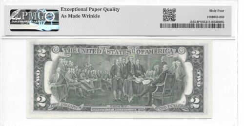 1976* New York Star (B* Block) $2 FRN PMG 64 EPQ Choice Uncirculated - Picture 4 of 4