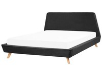 Modernes Polsterbett Aus Samtstoff In Schwarz Mit Lattenrost 180 X 200 Cm Vienne
