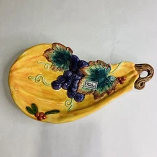 Fitz and Floyd Thanksgiving Banquet Majolica Grape tidbit dish 68/348