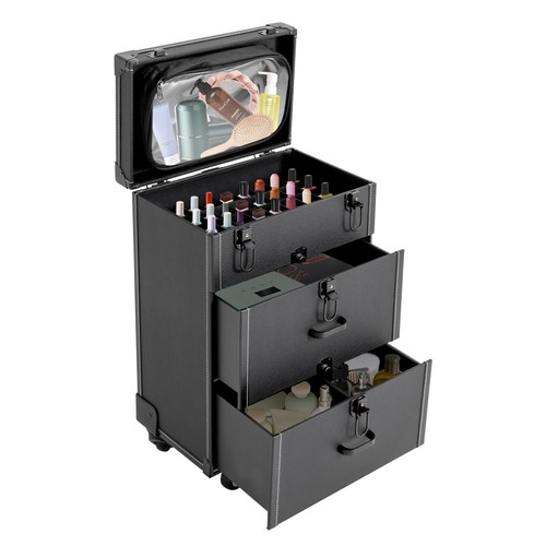 Valigetta treno rotante trolley alluminio organizer cosmetico professionale scatola con cassetto - Foto 17 di 22