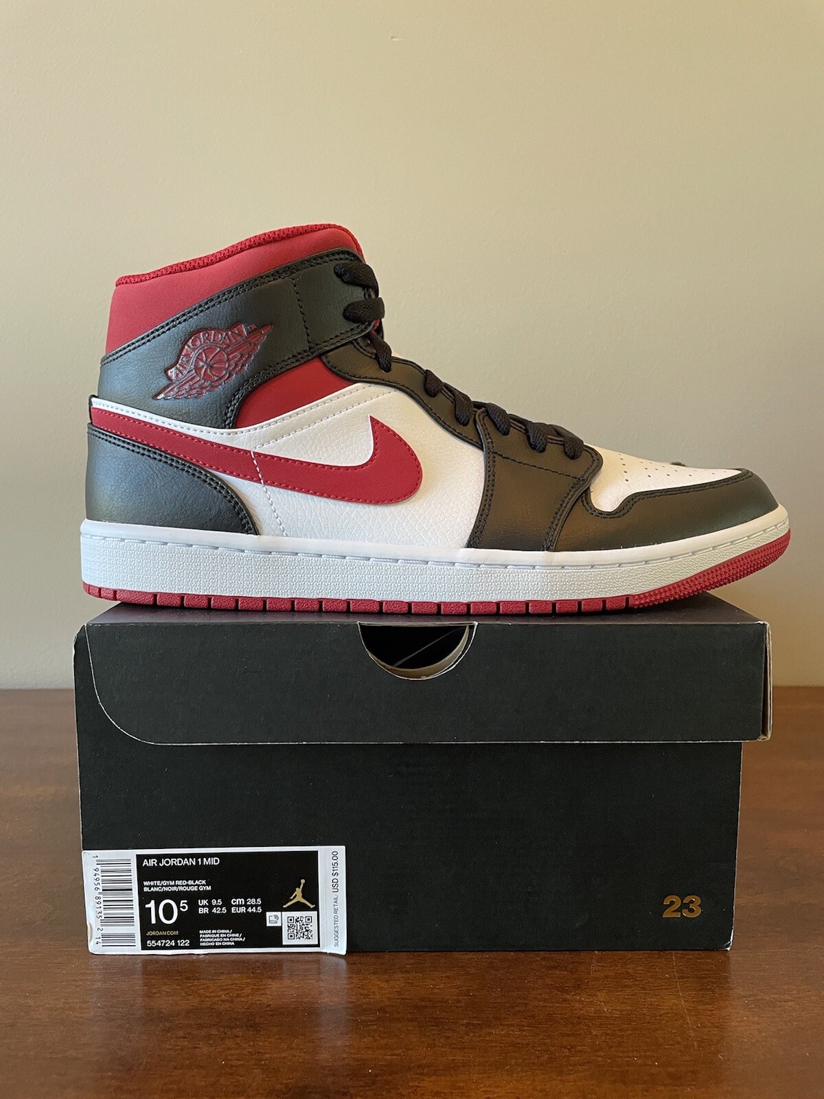 jordan 1 white gym red black