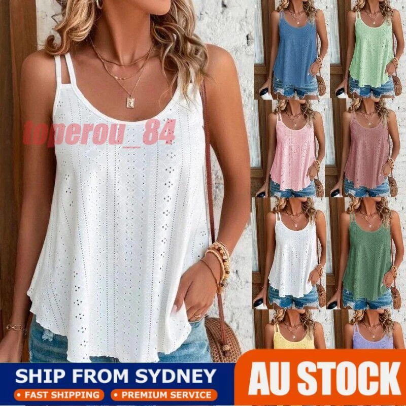 S-5XL Lady O-Neck Sleeveless Solid Cotton Loose Vest Cami Shirt Casual Tank Tops