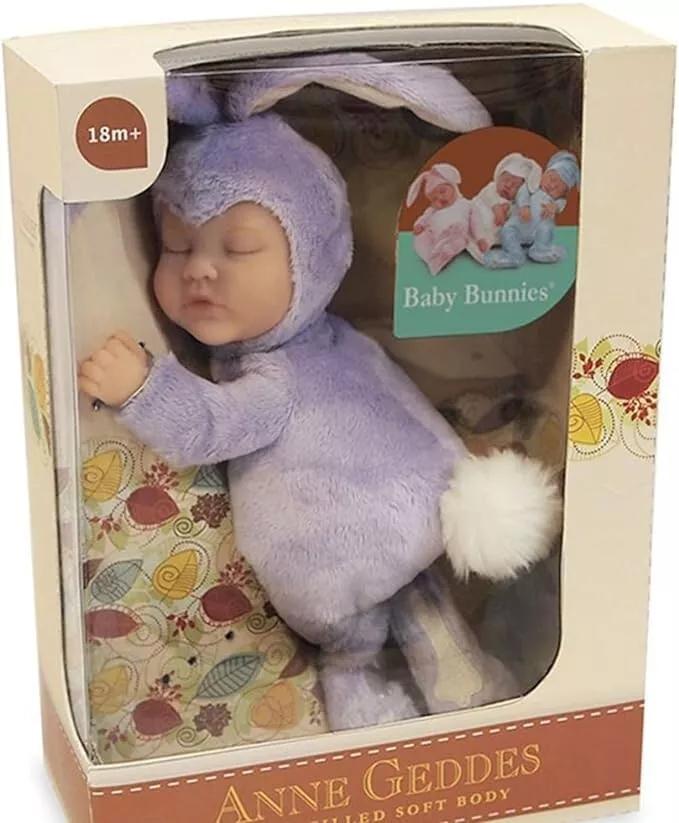 Anne Geddes 579151 Purple Bunny Baby Doll 9 inch Soft Bean Filled Body BNIB