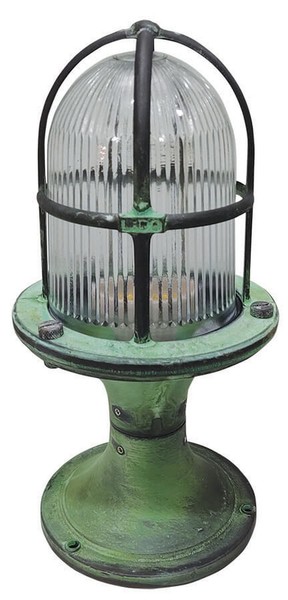 AußEnlampe Messing Massiv Glas 28 Cm Hoch IP54 GrüN Antik E27 Maritim Leuchte-image