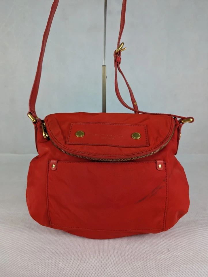 Marc Jacobs Preppy Natasha Crossbody Bag Red Nylon with PVC Trim Leather Medium - Image 2 of 4