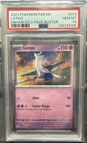 2023 POKEMON PAR EN-PARADOX RIFT ENHANCED 2 PACK BLISTER #073 LATIOS PSA 10