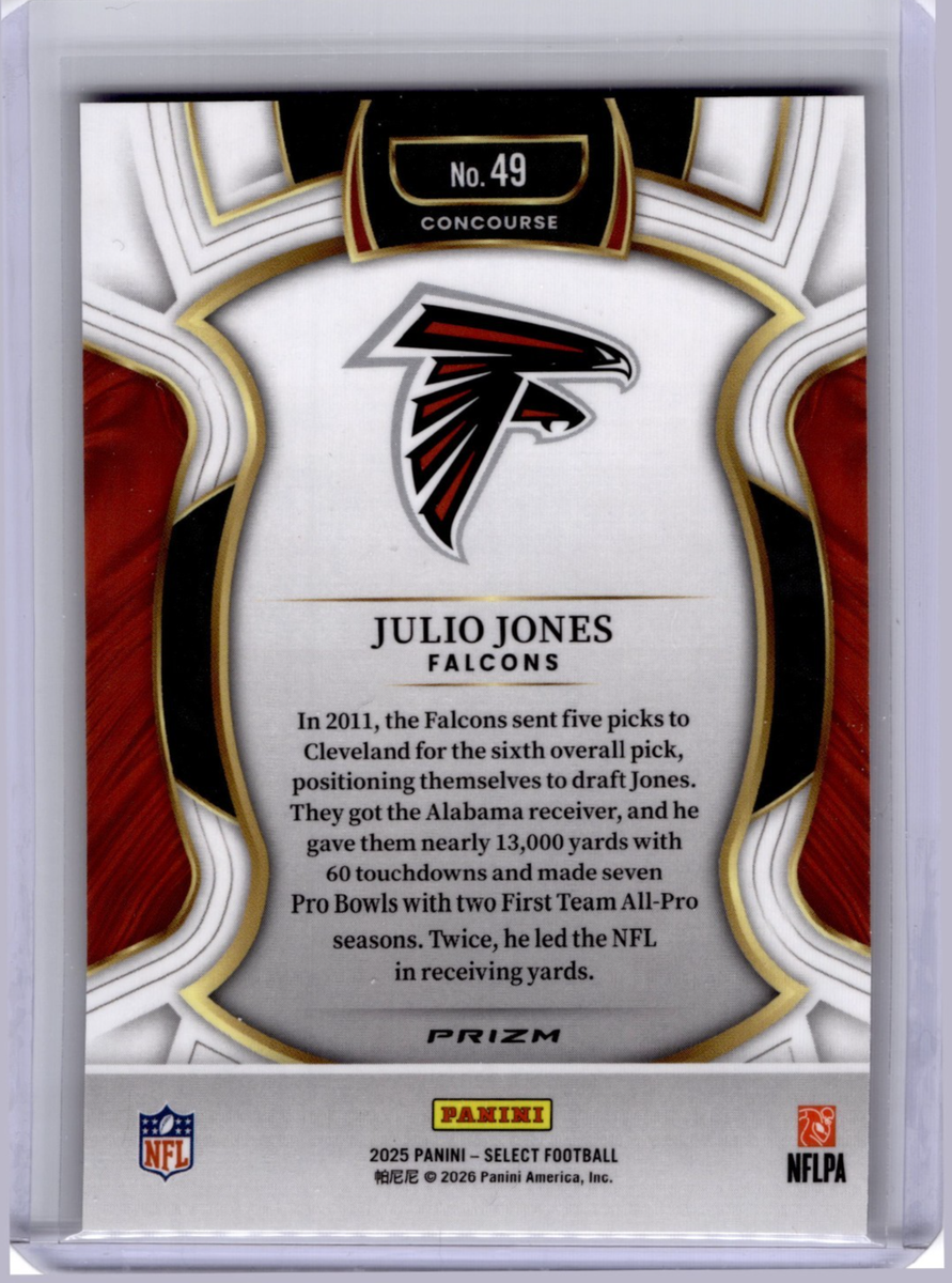 2025 Panini Select - Concourse Julio Jones #49 Zebra Prizm for