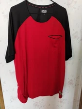 AND1 Shirt Mens 3XL Red Black Short Sleeve Athletic Crew Neck Pullover w/Pocket